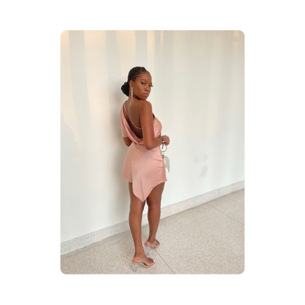 One Shoulder Rhinestone Detailed Dress